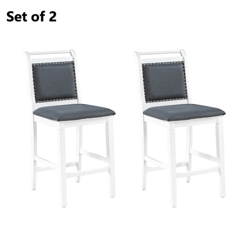 3-Piece Wood Counter Height Dining Table Set with 2 Upholstered Dining Chairs and Drop Leaf Dining Table for Kitchen
