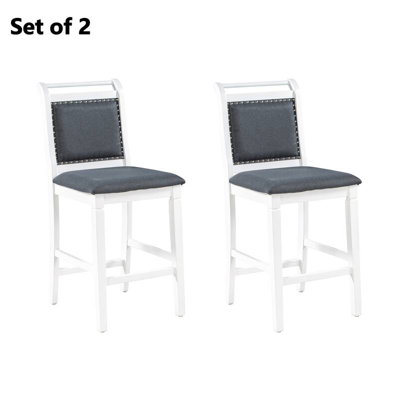Rustic Style Wooden 3-Piece Dining Table Set with Drop Leaf and 2 Upholstered Dining Chairs