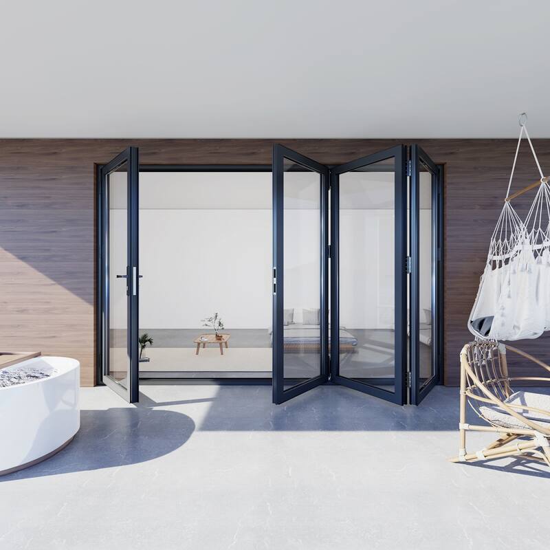 KaMic 120" x 96" 4-Panel Aluminum Patio Folding Door Left to Right-Outswing