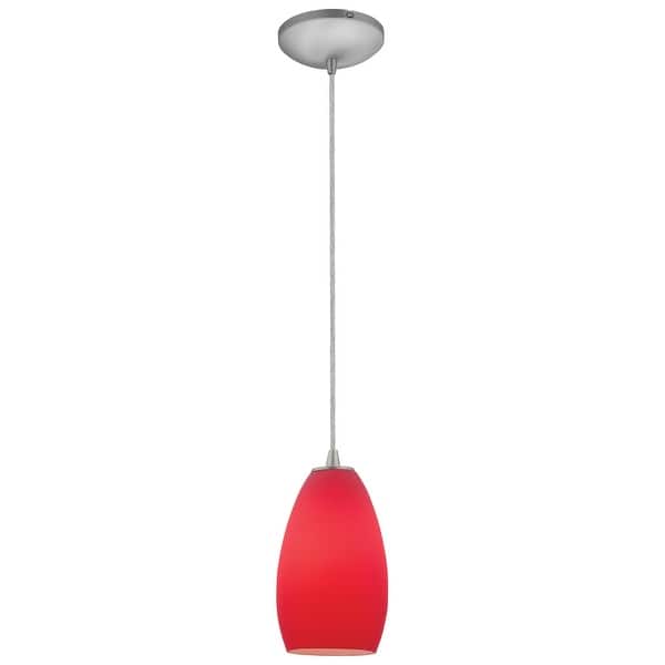 slide 2 of 2, Access Lighting Champagne Steel Integrated LED Cord Pendant, Red Shade