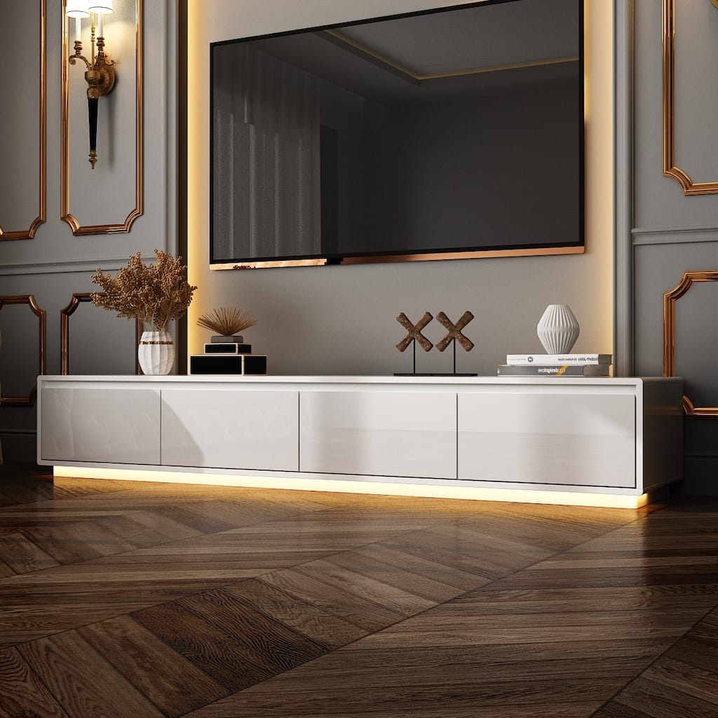 Chic LED-Lit Media Console for Stylish Homes Entertainmnet Center - 70.9"