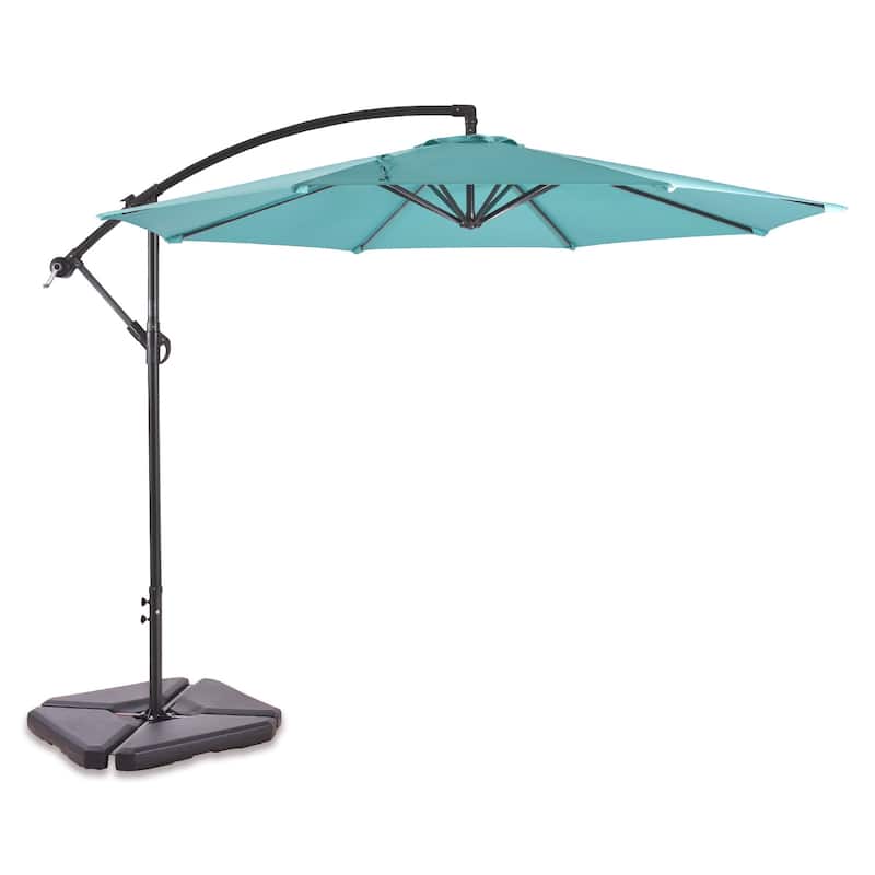 Aspen 10-foot Offset Cantilever Hanging Patio Umbrella - Turquoise