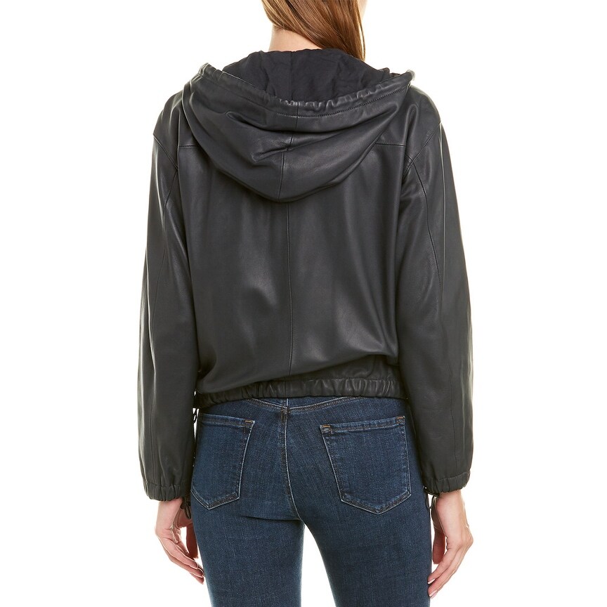 vince leather hoodie
