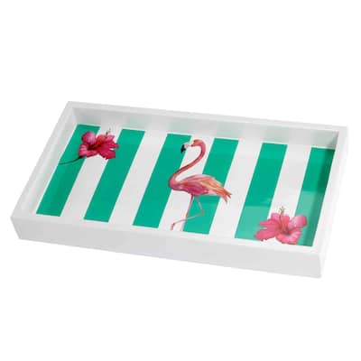 Avanti Linens Flamingo Paradise Tray - White