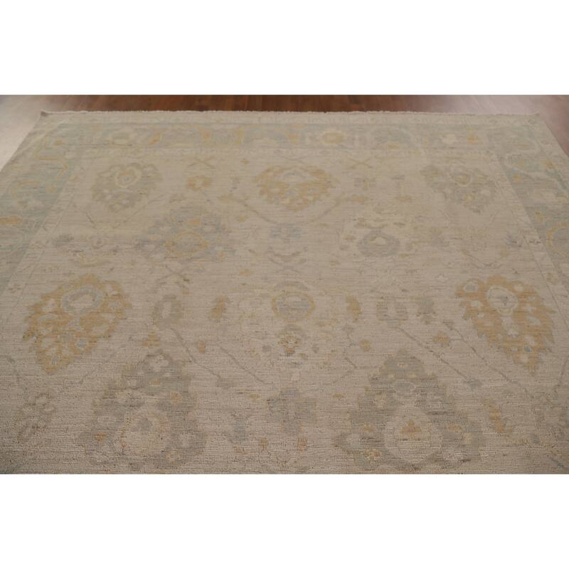 Floral Oushak Turkish Area Rug Hand-knotted Wool Carpet - 8'8"x 11'10"