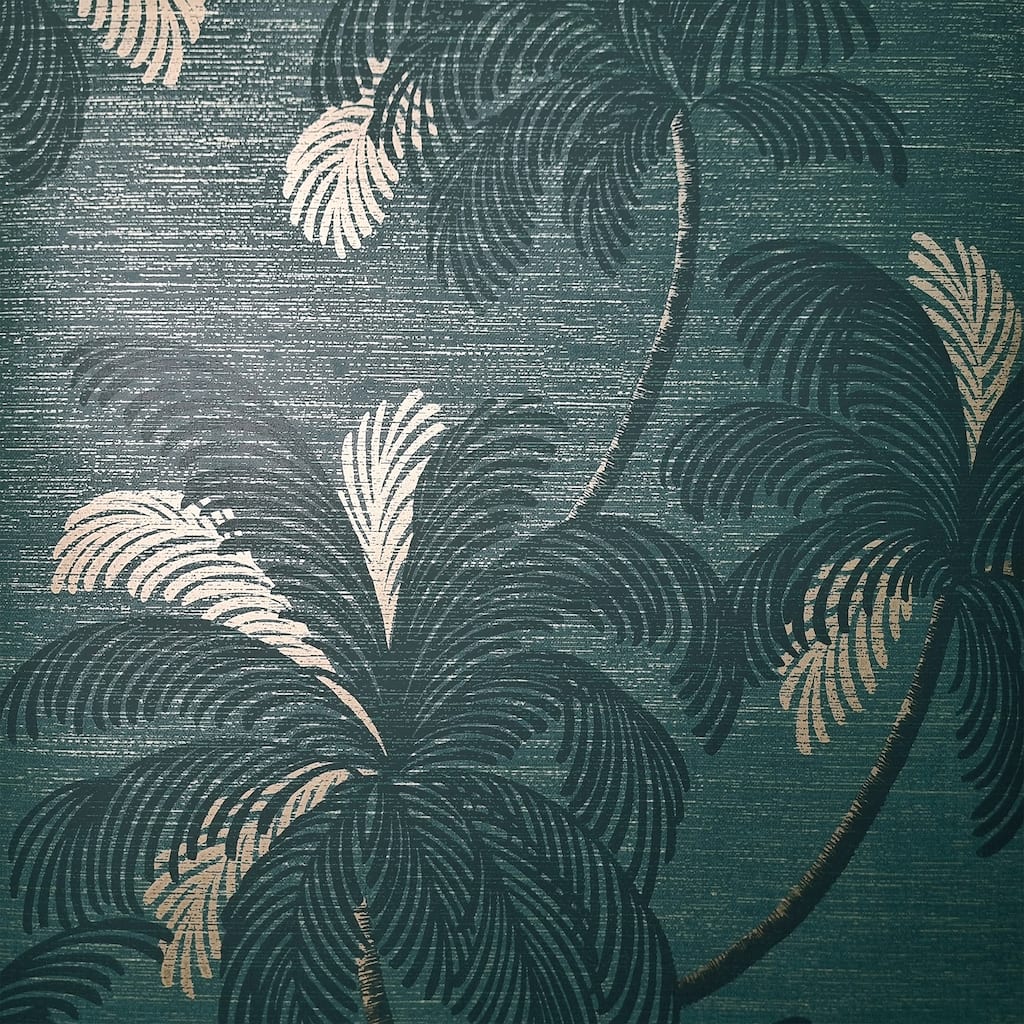 Fine Decor Jones Teal Palm Tree Wallpaper