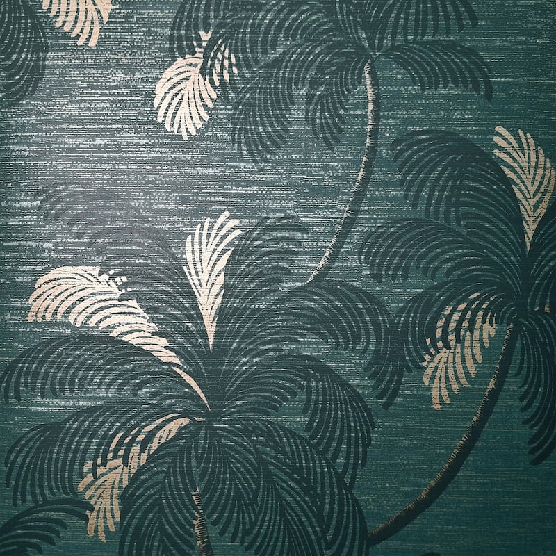 Fine Decor Jones Teal Palm Tree Wallpaper