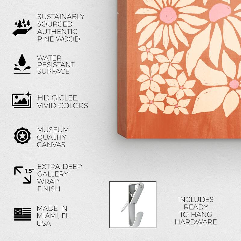 Wynwood Studio Canvas Floral and Botanical Sunset Floral Orange and Pumpkin Modern & Contemporary Wall Art Canvas Print