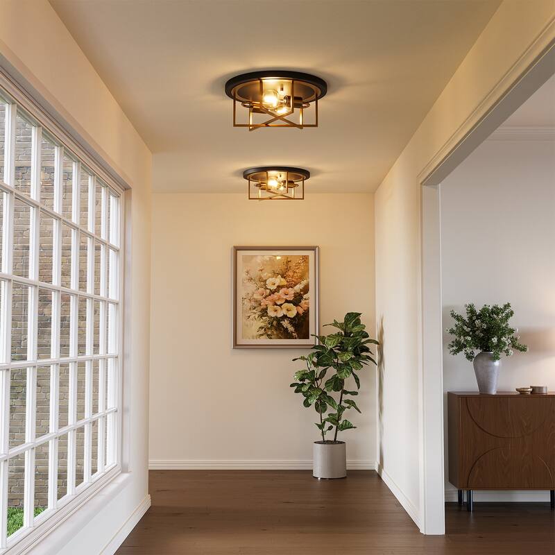 Gold Metal Modern 13 Inches Flush Mount Ceiling Light