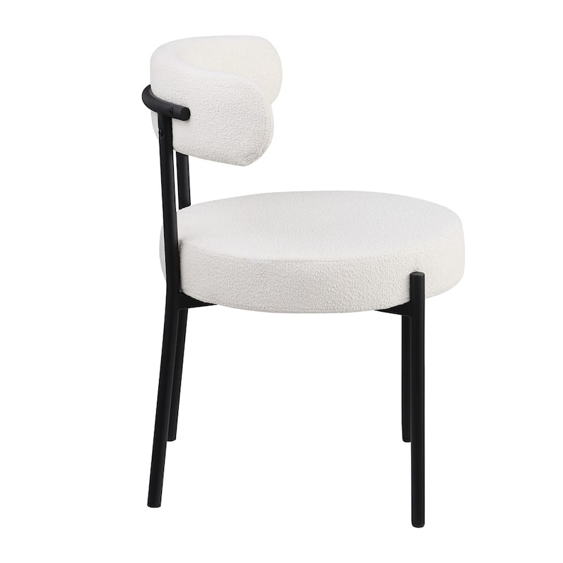 Dining Chairs Set of 2 Round Upholstered Boucle Dining Room Chairs