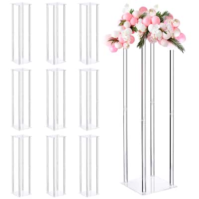 Wedding Flower Stand Vase Column, Acrylic Flower Stand 10 Pcs - Clear - 31.5 Inch
