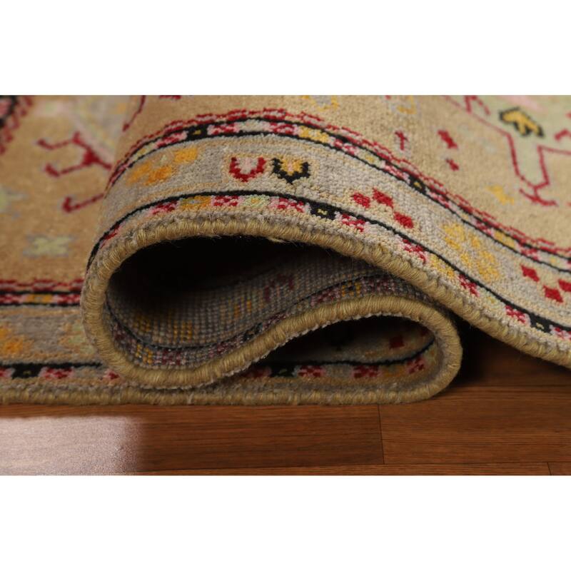 Hand Knotted Oriental 100% Wool Carpet Transitional Geometric Yellow & Gold Khotan Area Rug - 4' 11'' X 3' 1''