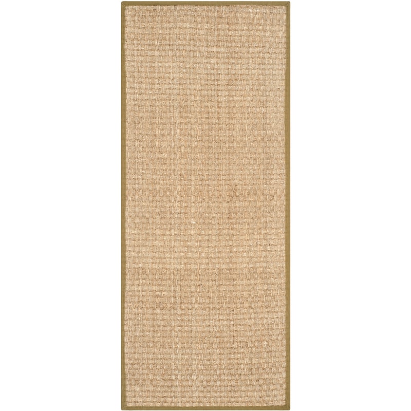 SAFAVIEH Natural Fiber Zymryd Basketweave Seagrass Rug - 2'6" x 6' Runner - Natural/Olive