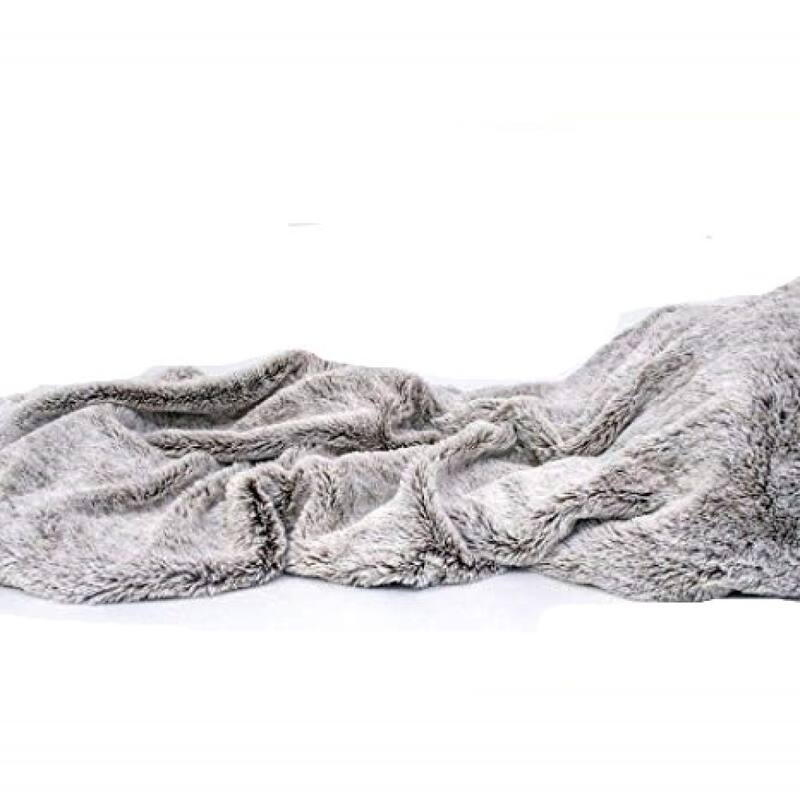 HomeRoots Gray Faux Fur Ombre Plush Throw