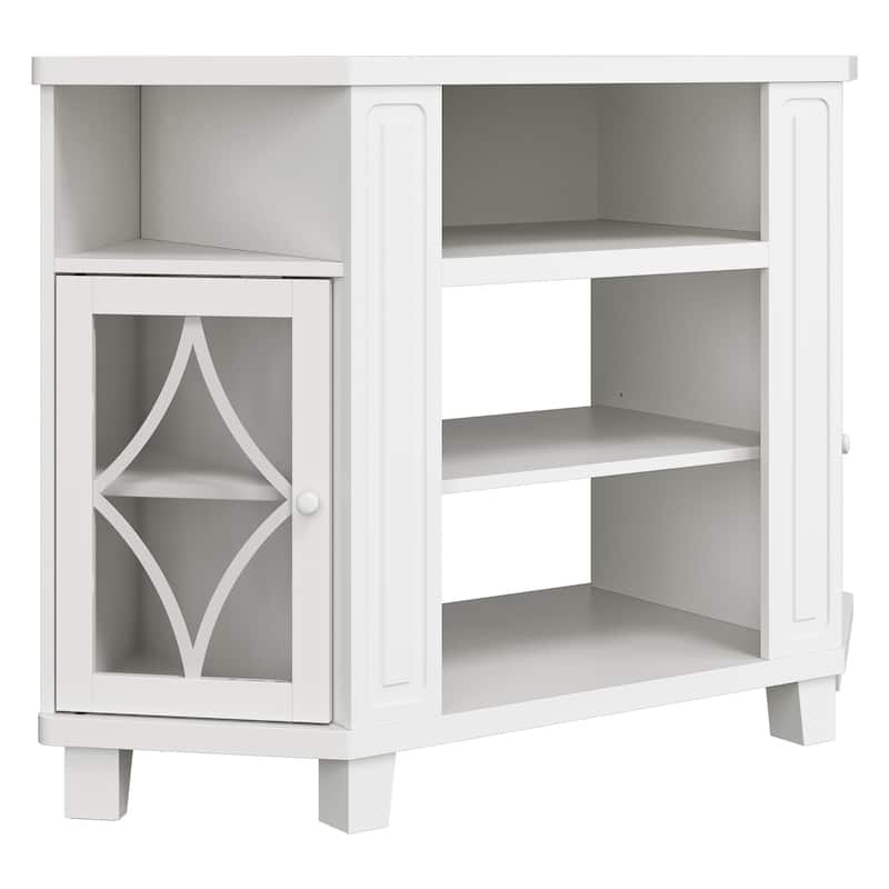 Corner TV Stands for TVs up to 55'', Media Console Table with Adjustable Shelves