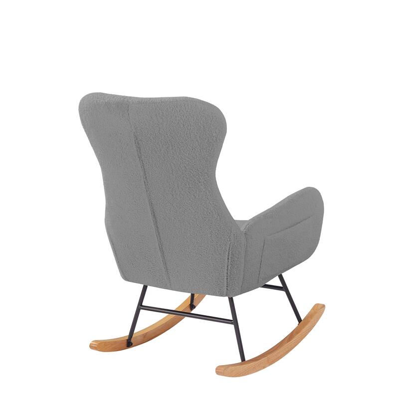Grey teddy fabric rocking chair for Living Room and Bedroom