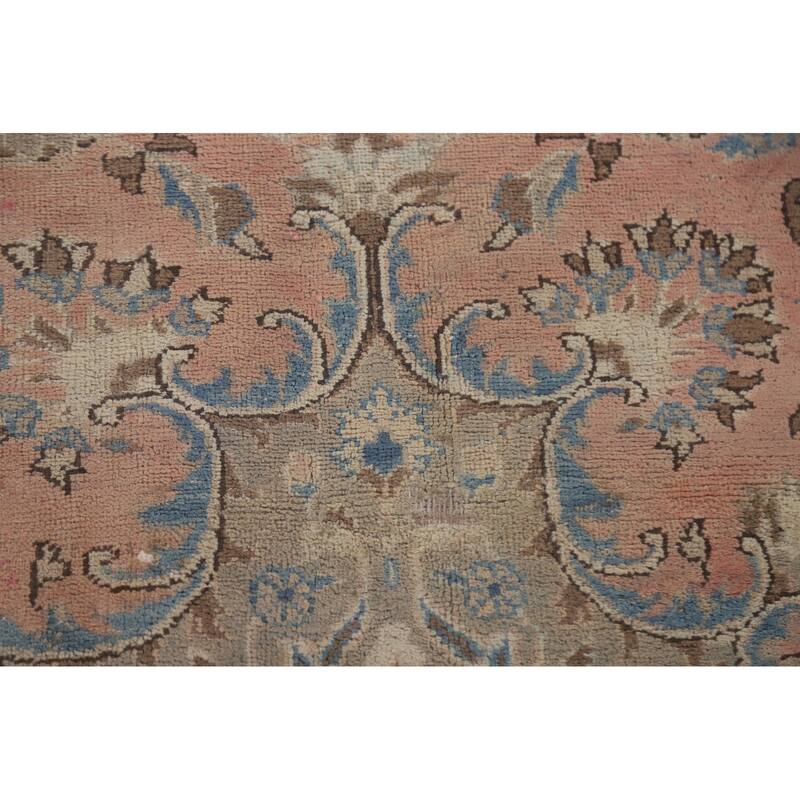 Hand Knotted Oriental 100% Wool Carpet Traditional Floral Pink Mashad Area Rug - 11' 6'' X 8' 9''