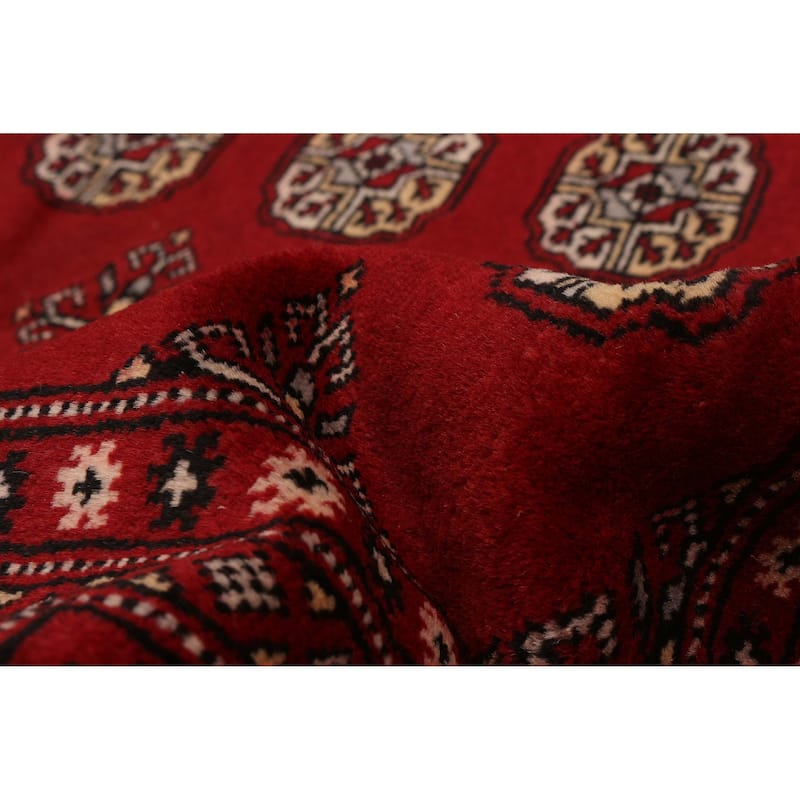 ECARPETGALLERY Hand-knotted Peshawar Bokhara Red Wool Rug - 6'8 x 10'1