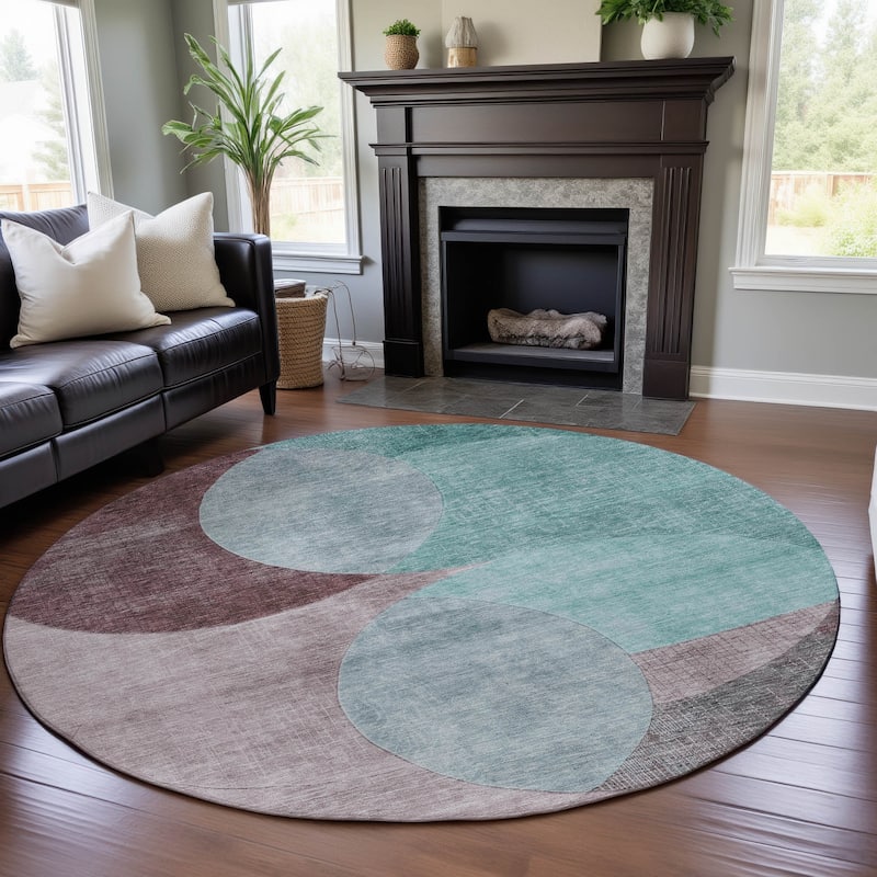 Premium Washable Super Soft Modern Geo Mayfield Rug - Teal - 8' x 8'