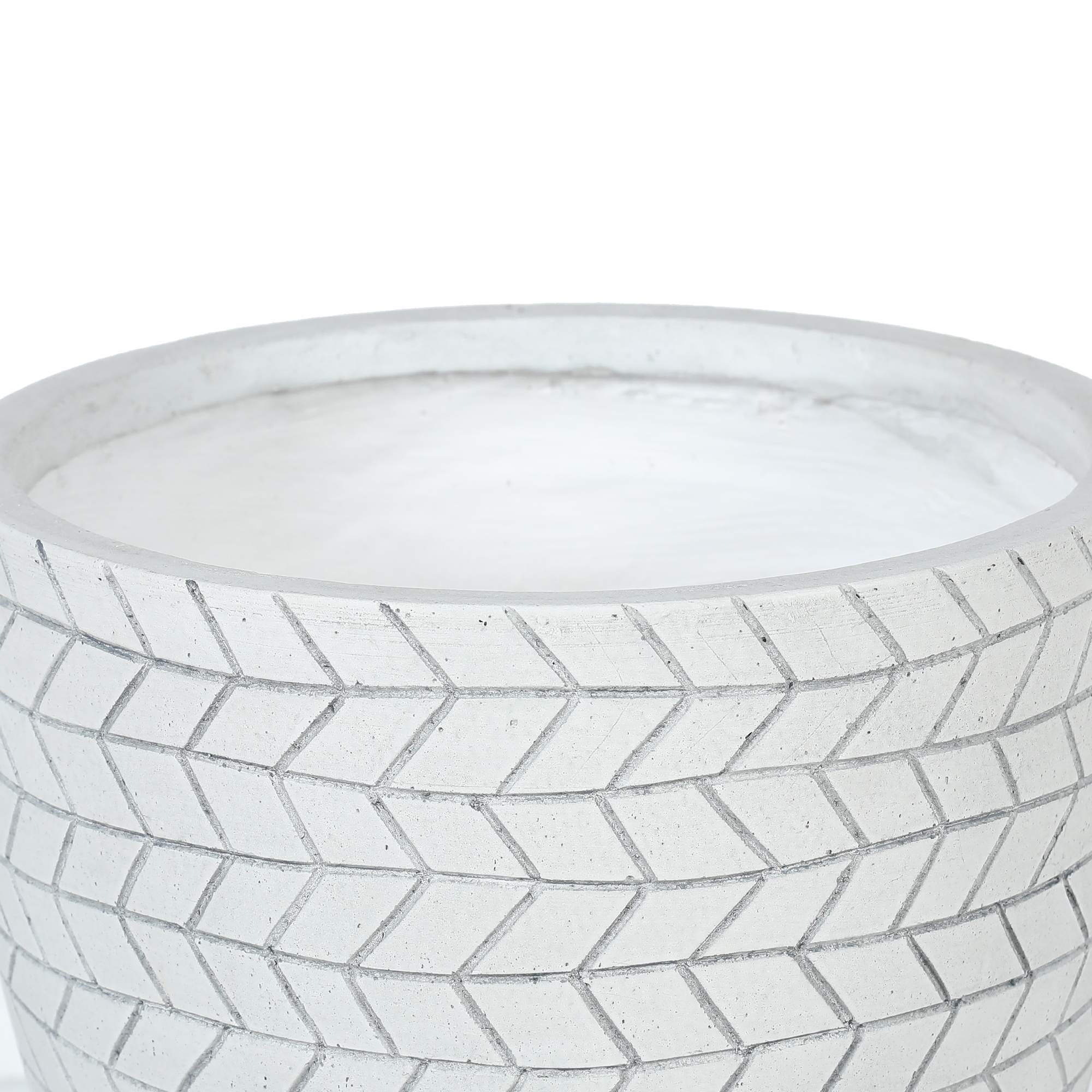 Cube Design White Round MgO Planter with Wood Legs