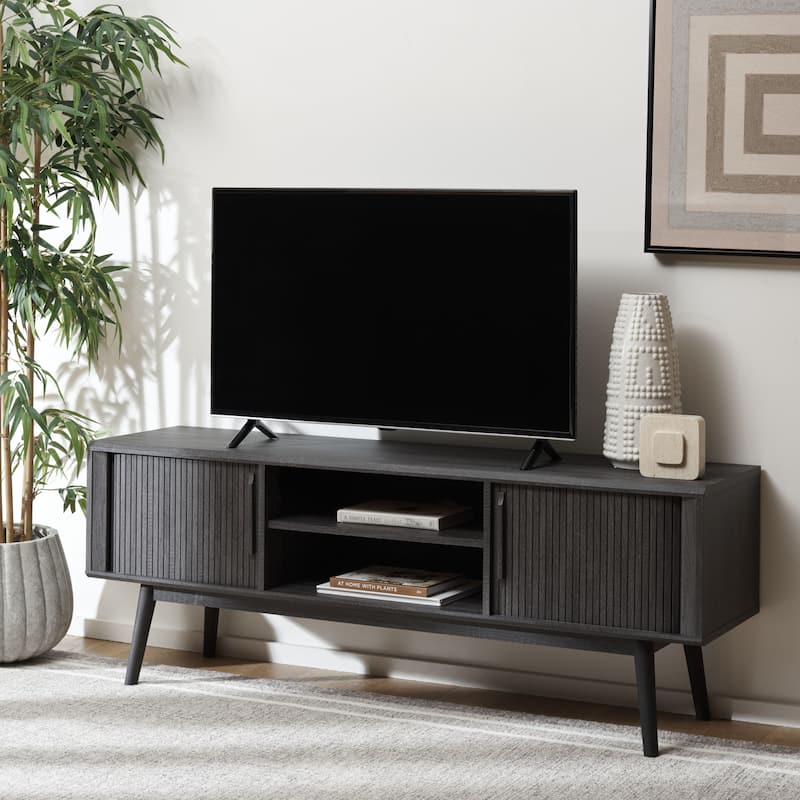 SAFAVIEH Aphra 2-Door 2-Shelf Entertainment Media Stand (Fits up to 65" Flatscreen TV) - 59 in. x 15.4 in. x 21.9 in.