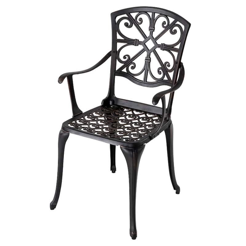 Outdoor 3-Piece Cast Aluminum Patio Set with 1.77" Umbrella Hole