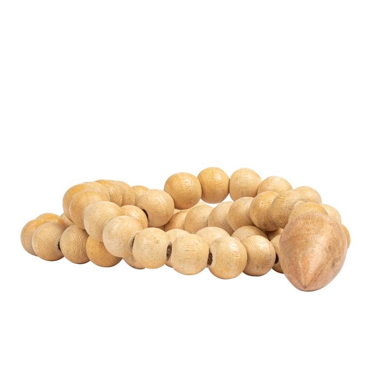 Wood Bead Strand with Decorative Wood Bead Drop