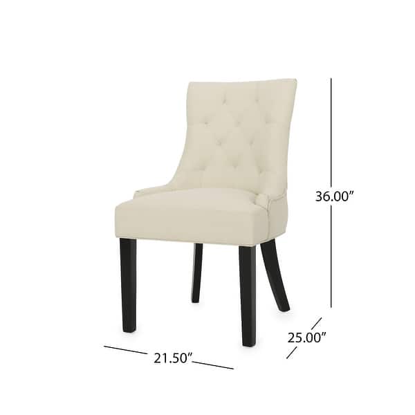 dimension image slide 3 of 7, Cheney Contemporary Tufted Dining Chairs (Set of 2) by Christopher Knight Home - 21.50" L x 25.00" W x 36.00" H