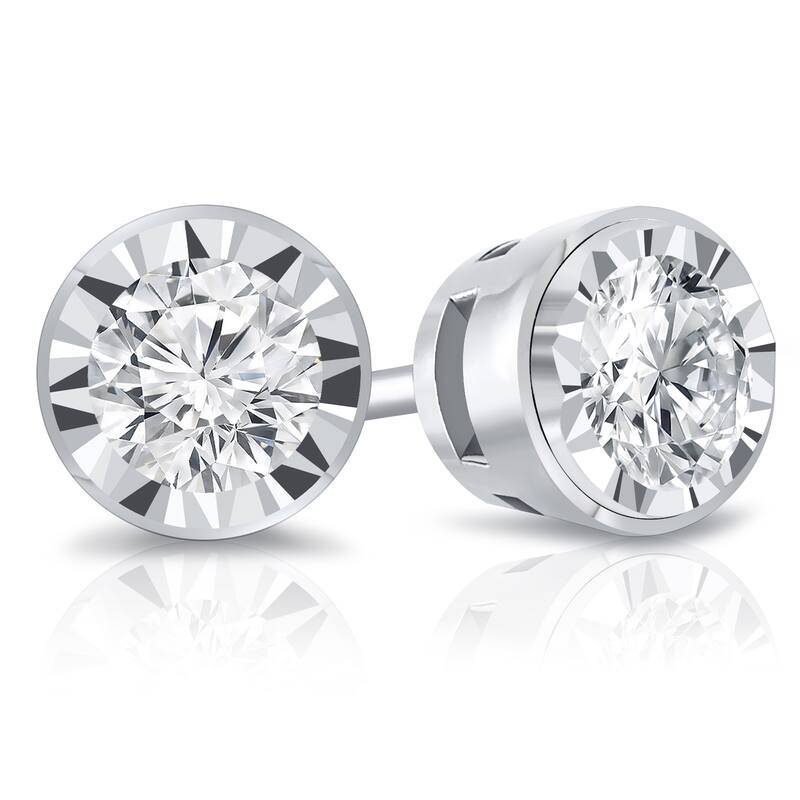 Auriya 14k Gold 5/8ctw Round Diamond Stud Earrings Bezel-set (G-H, VS1-VS2)