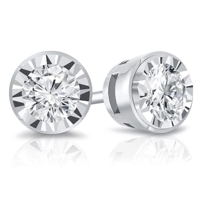 Auriya 14k Gold 5/8ctw Round Diamond Stud Earrings Bezel-set (G-H, SI1-SI2)