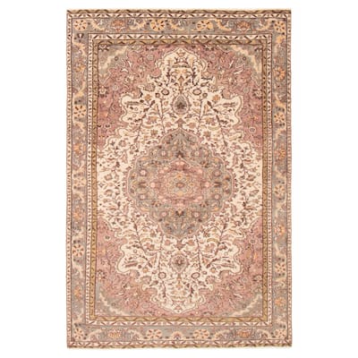 ECARPETGALLERY Hand-knotted Melis Vintage Cream Wool Rug - 6'1 x 9'5