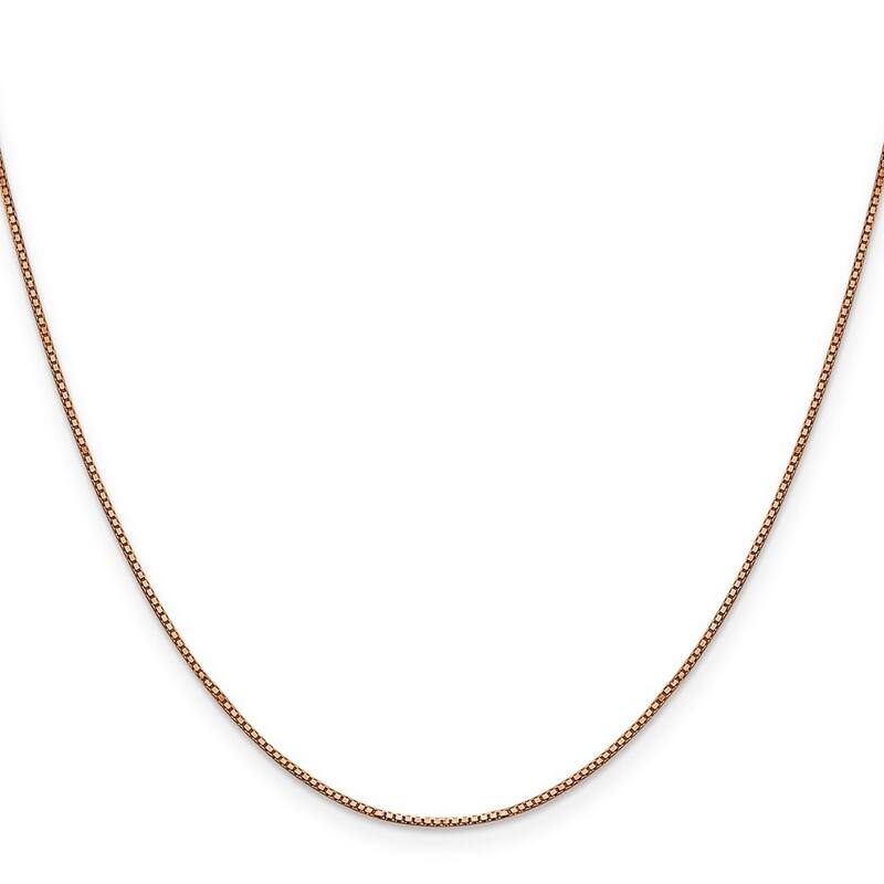 Curata 14k Rose Gold Diamond Cut 0.8mm Box Chain Necklace (Lobster) Option 16 18 20 24