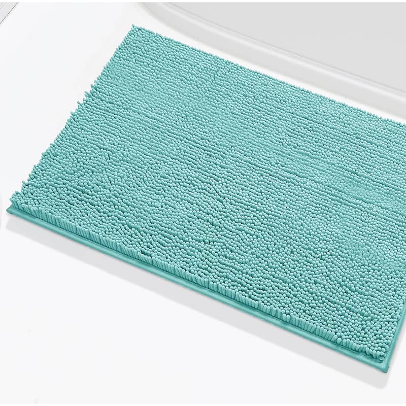 24"x16" - Spa Blue Large Soft Cozy Plush Chenille Bath Mat Bathroom Rug