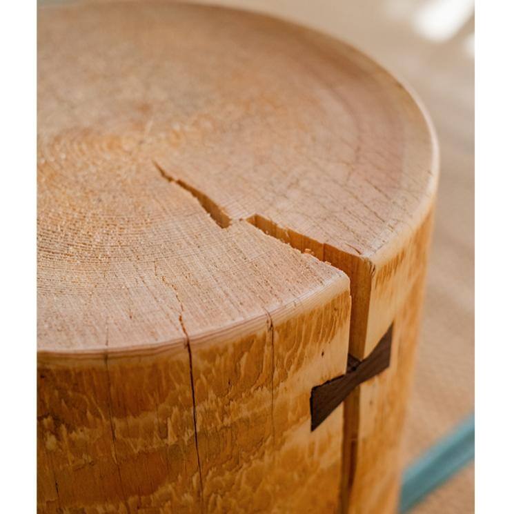 RusticReach Pine Wood Pedestal Table Side Table