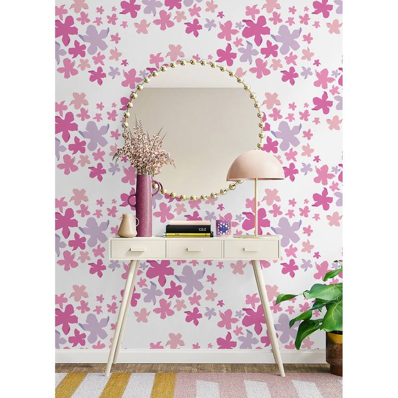 Lele Sadoughi Lele Lillies Pink Peel & Stick Wallpaper