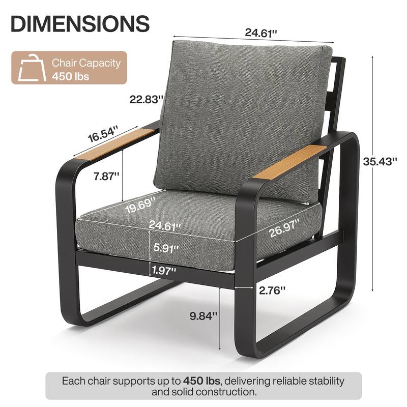 Outdoor Patio Conversation Chair, Loveseat, Sofa with Removable Cushions