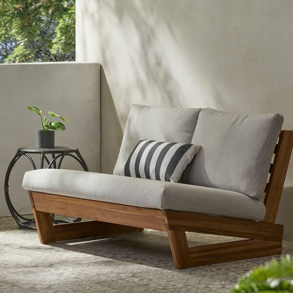 Sherwood Outdoor Acacia Wood Loveseat by Christopher Knight Home
