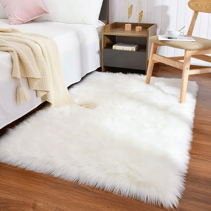 Shaggy Faux Fur Sheepskin Area Rug Super Soft Home Decor Carpet