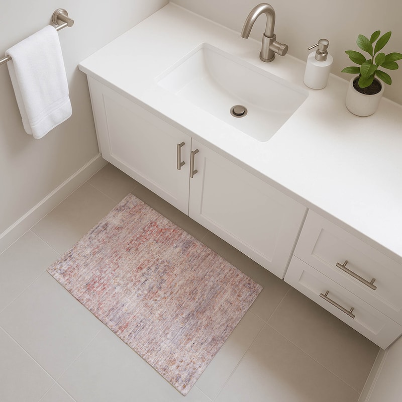 Premium Washable Super Soft Vintage Traditional Mayfield Rug - Terracotta - 1'8" x 2'6"