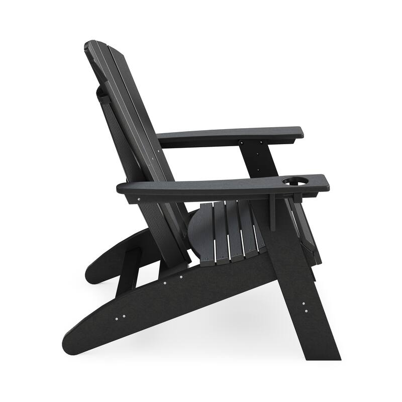 Black Adirondack Chair - Sturdy Hdpe Poly Lumber For Poolside, Patio, And Garden Relaxation