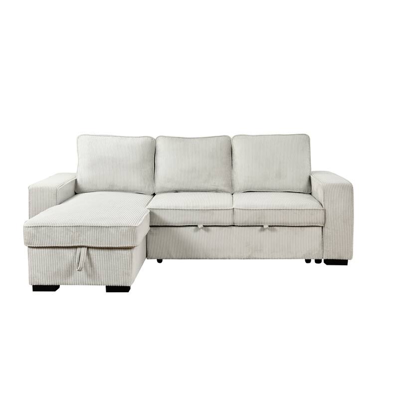 Roomfitters L Shaped Sectional Sofa Bed with Pull Out, Storage Chaise and USB Cup Holder