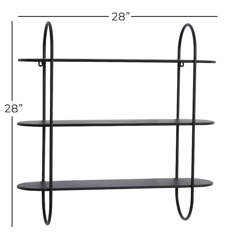 Metal Oval 3 Shelf Wall Shelf - Black - Roche River Decor