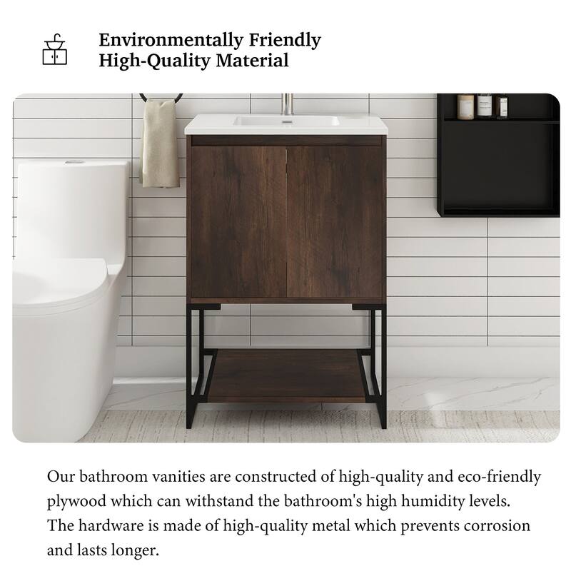 24-inch Freestanding Bath Vanity with White Cultured Mable Top