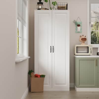 Maximize Kitchen Space: Rotating Shelves Chic White Cabinet Bookshelf - 31.5"x72.2"