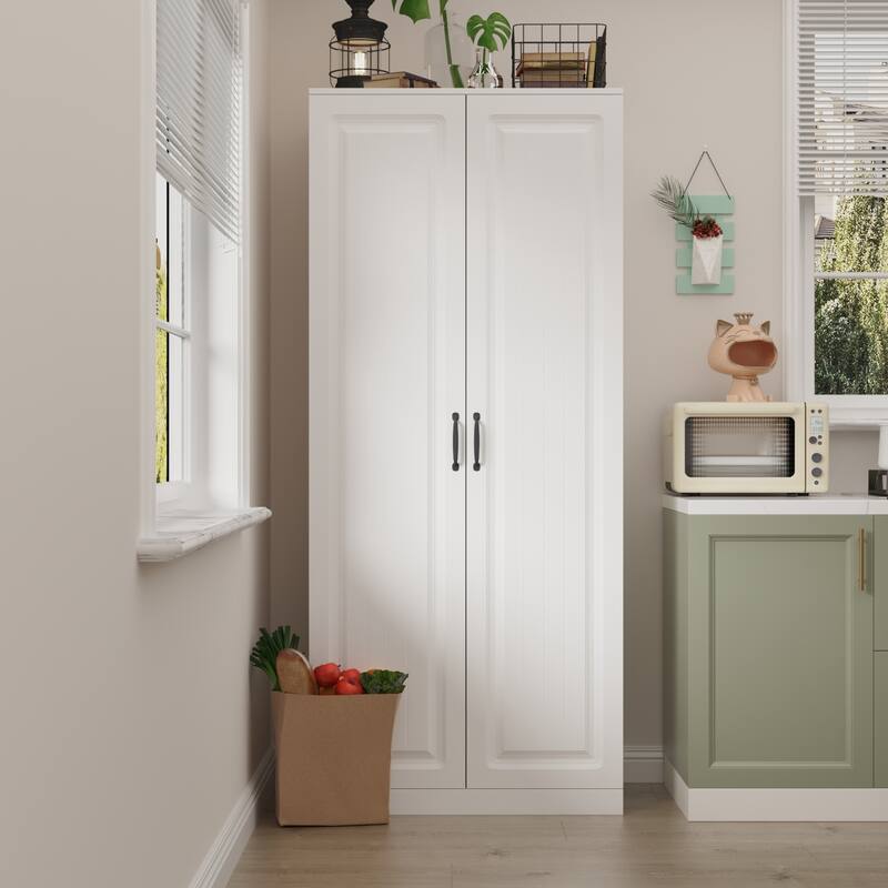 Wine Cabinet Smart Design: Your Stylish Buffet Solution Pantry White - 31.5"X72.2"