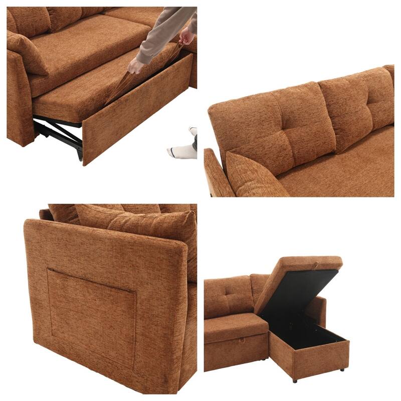 L Shaped Modular Sectional Sofa w/ Reversible Chaise and Storage Seat