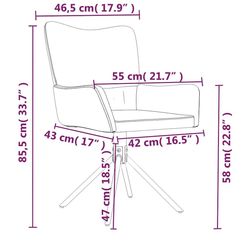 vidaXL Swivel Dining Chairs 2 Pcs Upholstered Accent Leisure Side Chair Velvet - 21.7" x 22" x 33.7"