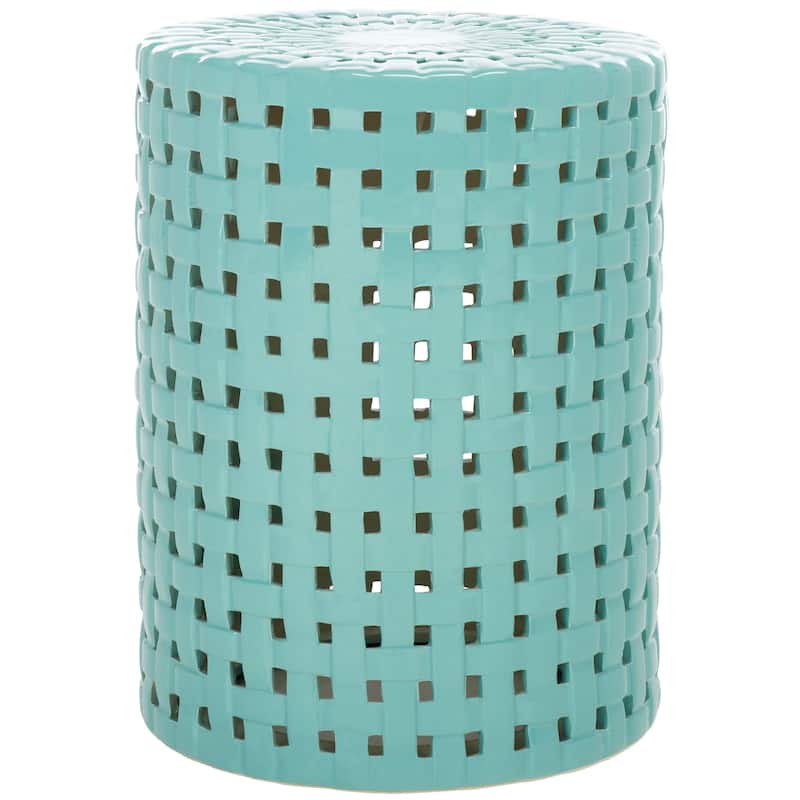 SAFAVIEH Vlera Ceramic Decorative Garden Stool (Fully Assembled) - Robins Egg Blue