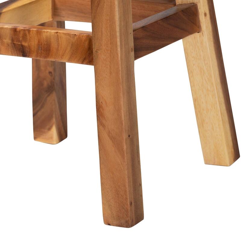 Luli 5-Piece Suar Wood Bar Table Set - Modern Bar-Height with Sculptural Table, Handcrafted Natural Wood Furniture for Kitchen