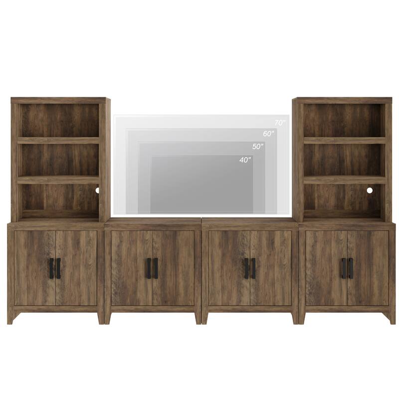 WAMPAT Entertainment Center with Bookshelves, Farmhouse TV Stand for Living Room, Bedroom - n/a